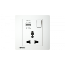 Siemens 5UB13883PC01 Switched 250V 13A International socket with single USB socket (White)